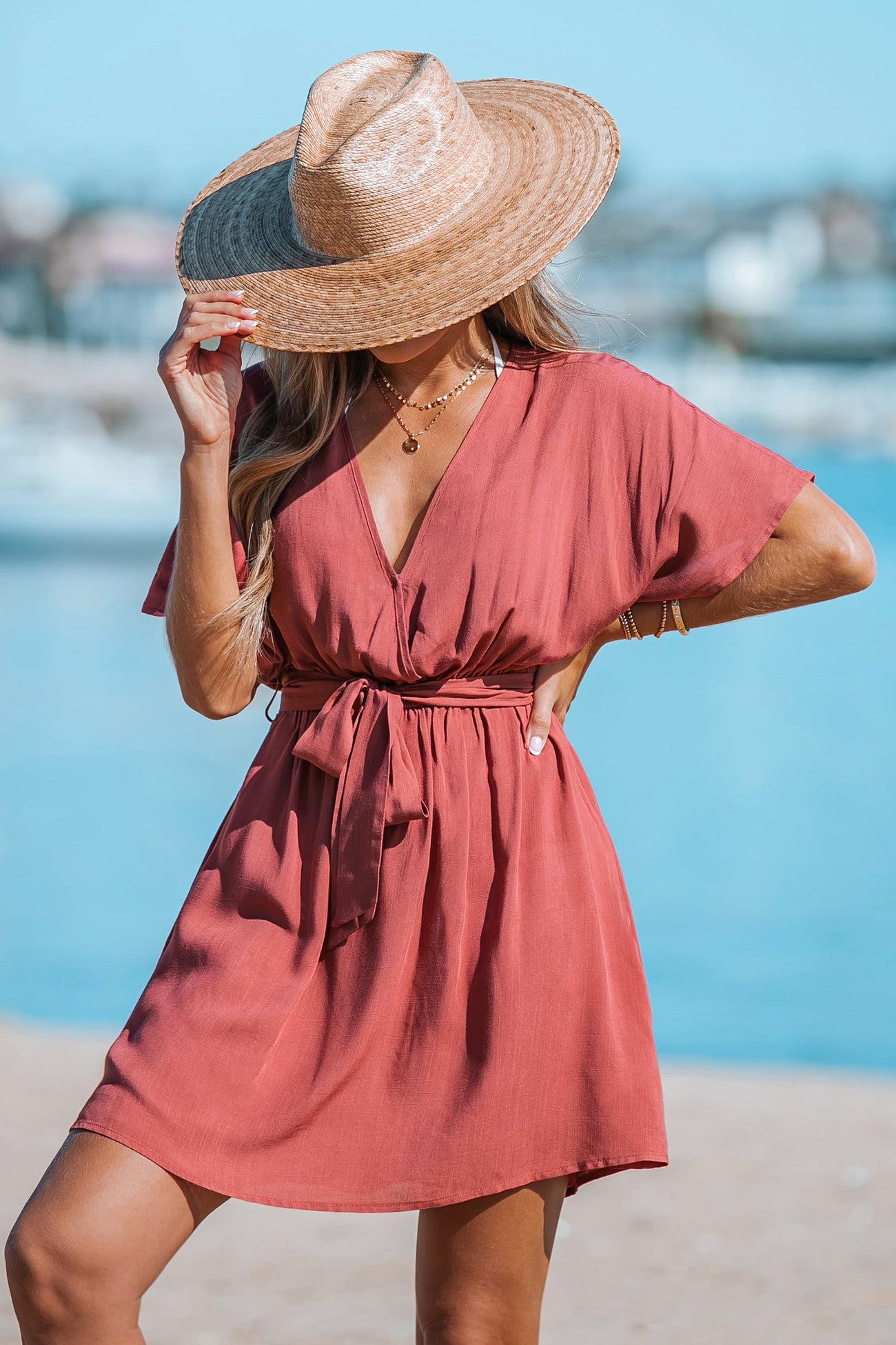 Belted Mini Wrap Dress