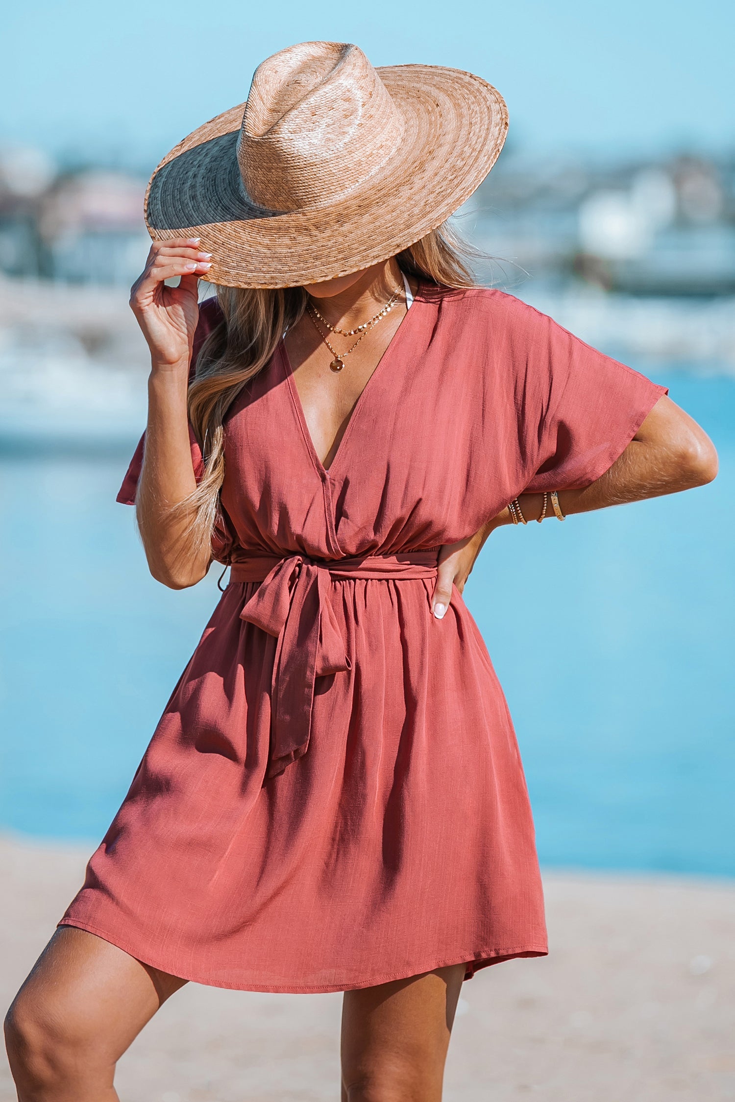 Belted Mini Wrap Dress