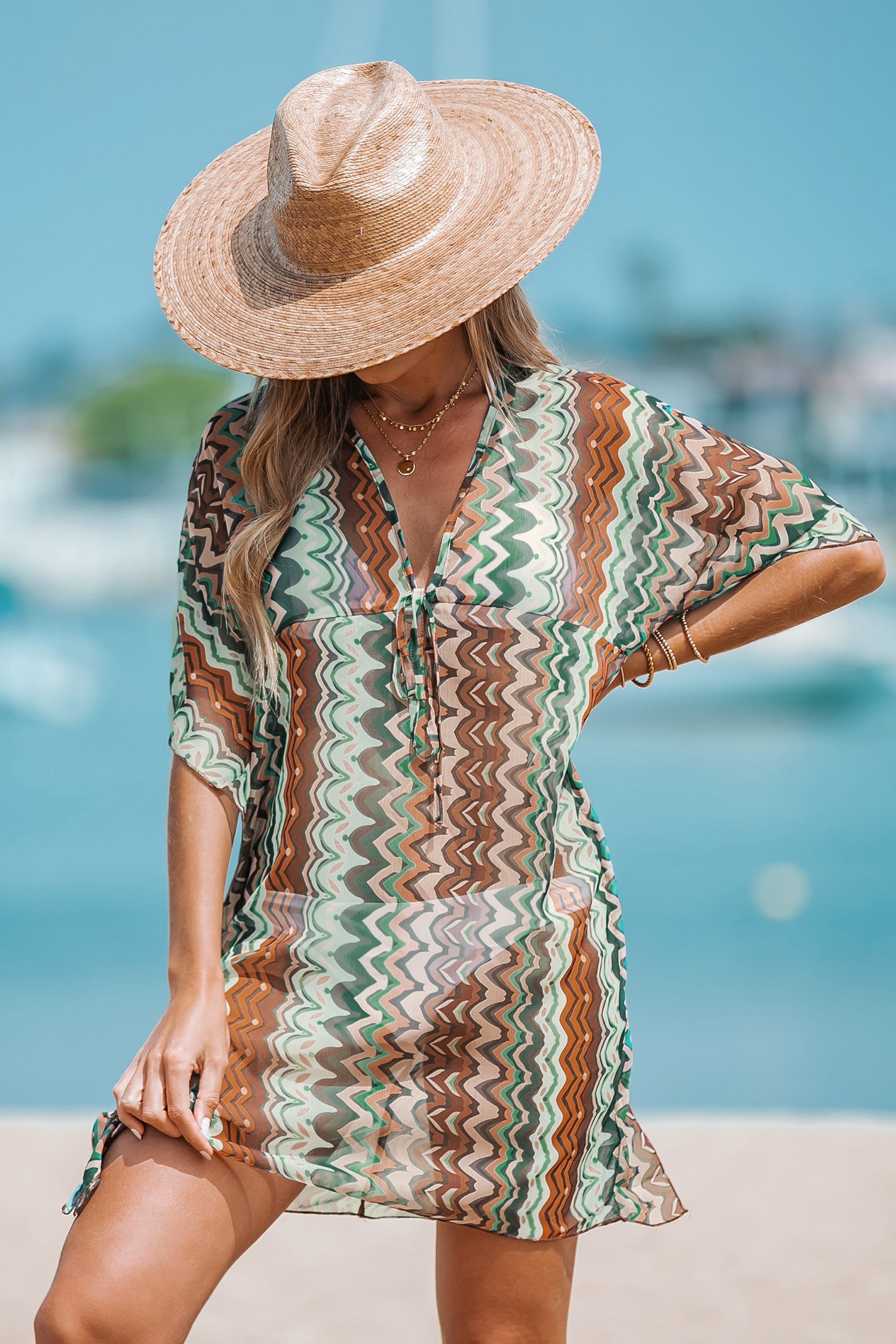Multicolored Chevron Cover-Up Dress