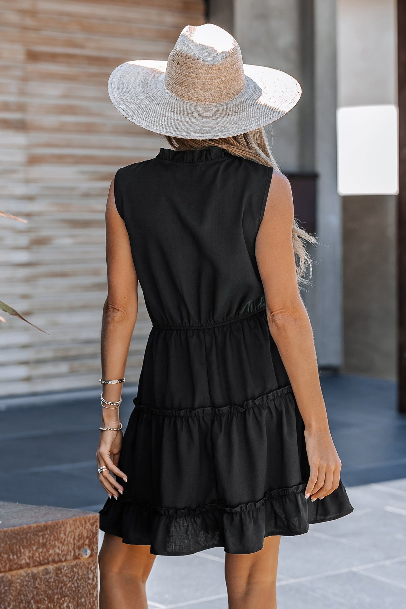 Ruched Ruffled Mini Dress