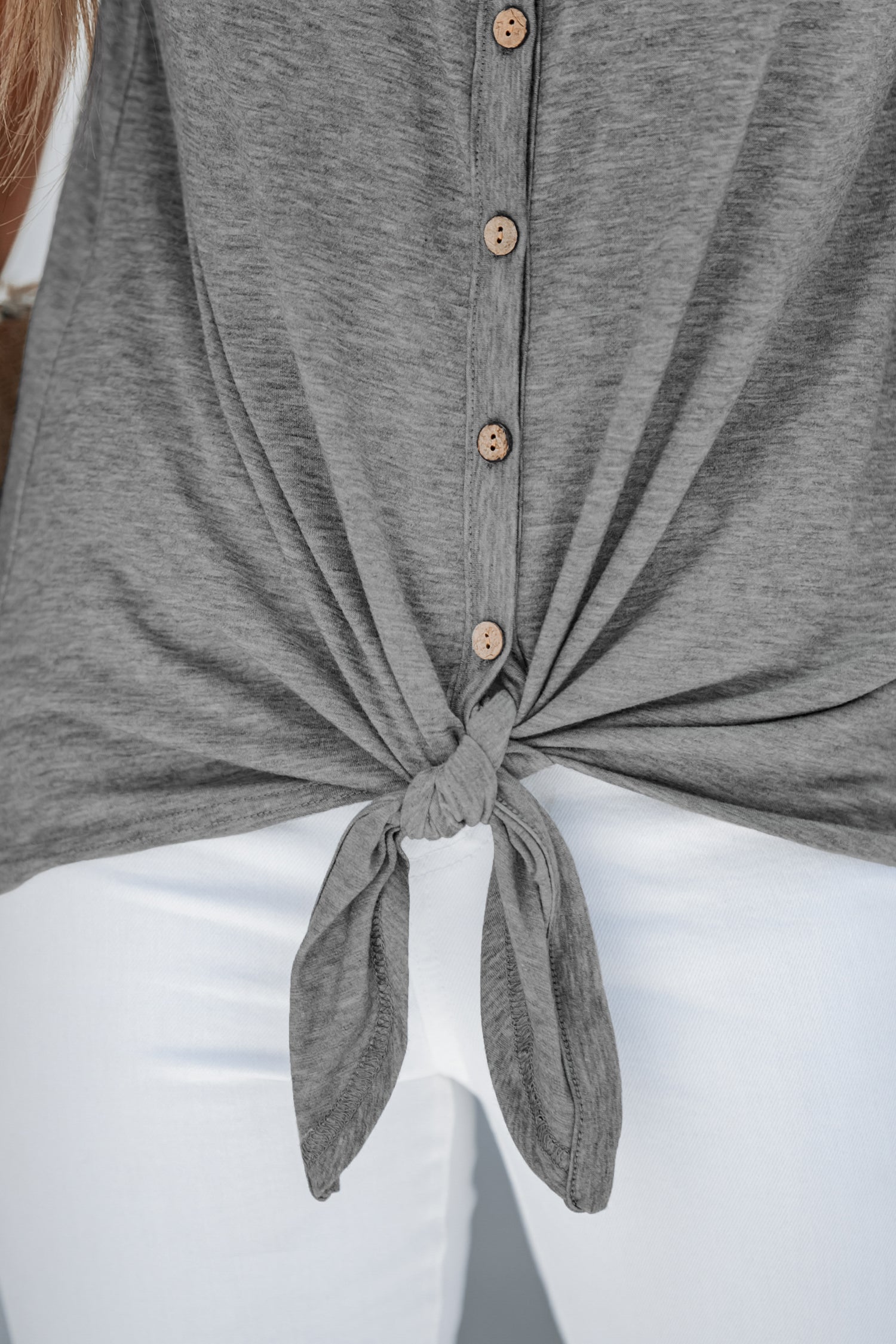 Knotted Button-Front Top